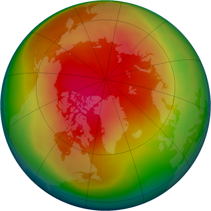 Arctic ozone map for February 1987